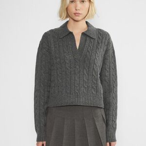 Aritzia Gray Cable Knit Sweater
